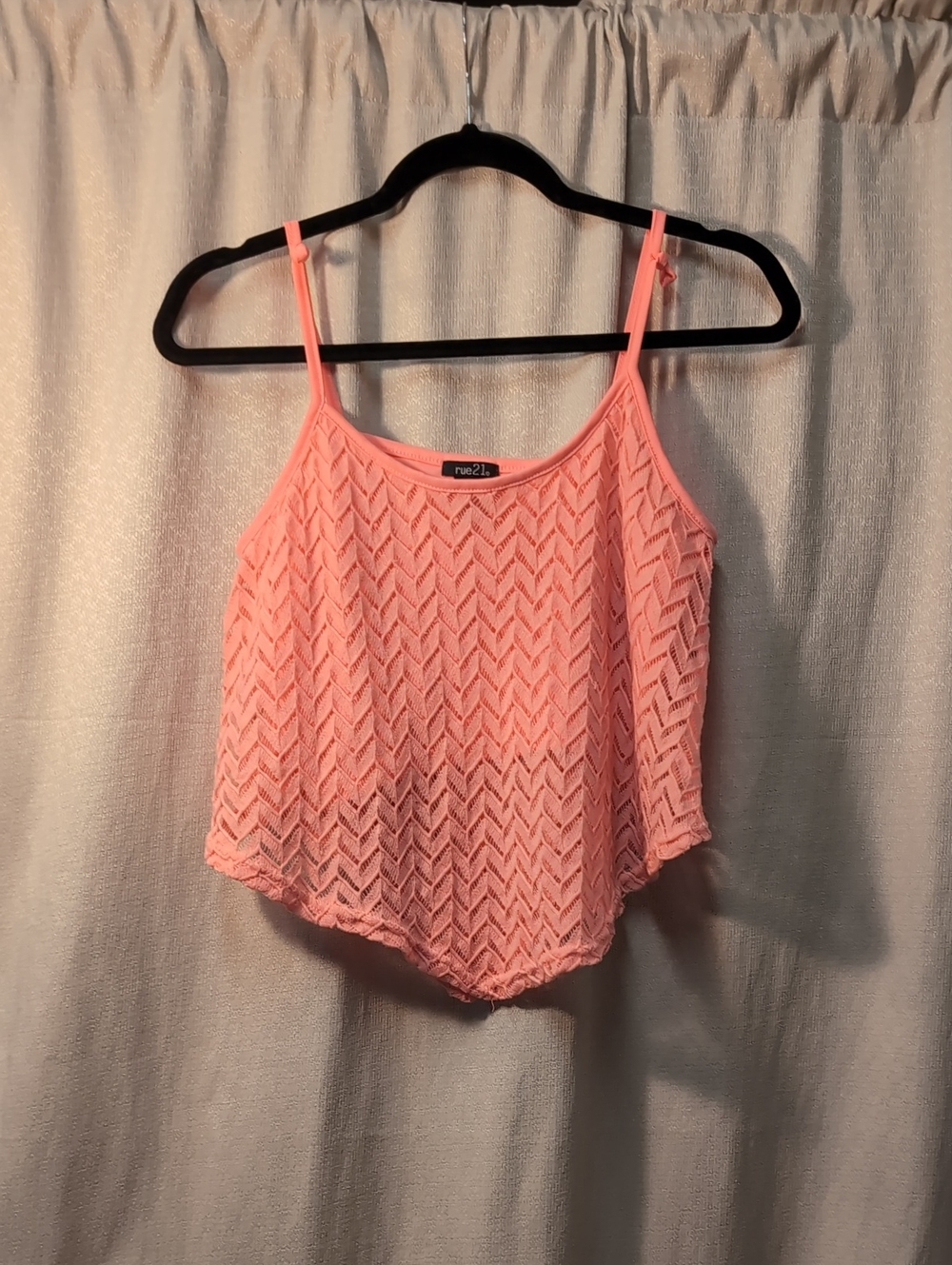 Rue 21 | Neon Coral Crochet Chevron Cropped Tank Top